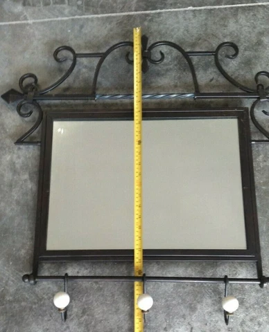 Vintage French Wrought Iron Mirror Hall Tree Coat Hat Rack Umbrella fleur de lys Cover