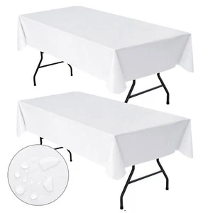2 Pack White Table Cloth - 54x108 Inch Plastic Table Cloth Oil-Proof Waterpro... - Picture 1 of 7