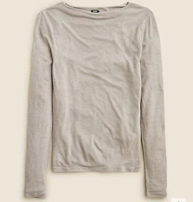 J.Crew Collection sheer Gray wool-blend long-sleeve Tee T-shirt XL New NWT - Image 1 of 3