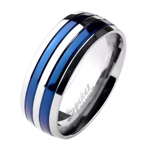 Titanium Electric Blue Ring Womens Wedding Band 6mm Size 5-8 Anniversary Promise - Picture 1 of 3