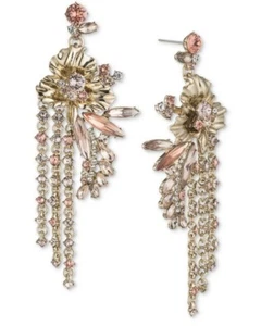 NWT Givenchy 3D Orchid Flower Gold Crystal Statement Chandelier Drop Earrings - Picture 1 of 13