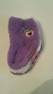 Toddler's Girls Fleece socks WITH GRIPPERS purple/pink size 6-12 months - Picture 1 of 4