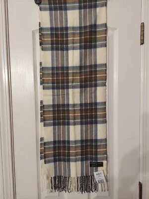 D&Y BUFANDA A CUADROS BEIGE SUAVE QUE CACHEMIR AZUL, MARRÓN, BEIGE Foto 1 de 2