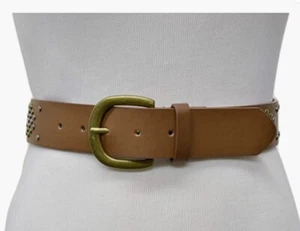 INC International Concepts Womens Faux Leather Studded Belt Brown Med 33" - Picture 1 of 1