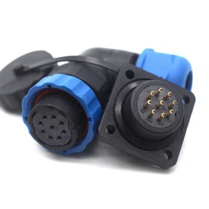 SD20 5A 9 Pin Waterproof Aviation Cable Connector,Flange Elbow Wire Connector - Picture 1 of 6