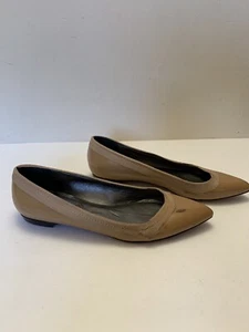 Lanvin Taupe Brown Patent Leather Pointed Toe Flats Size Italy 38 US 7 - Picture 1 of 11