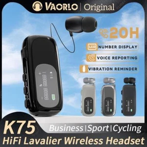 K75 Lavalier Business Bluetooth 5.4 Earphone Talk/music 20h with Mic Noice Cance - Picture 1 of 28