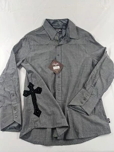 NWT Fender Shirt Mens Medium charcoal Rock & Roll Lifestyle Guitar Button Front  - Picture 1 of 10