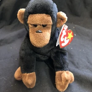 Ty CONGO Gorilla 1996 Pellets Retired Beanie Baby Beanie Babies Black Brown Ape - Picture 1 of 12