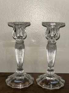 Vintage Shannon Crystal Triumph Candlestick Holders Gorgeous Pair 7" Unused - Picture 1 of 6