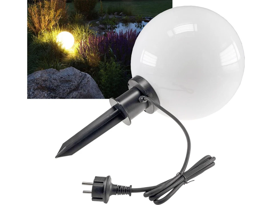 ChiliTec 22314 230V Kunststoff Garten Kugelleuchte - Weiß