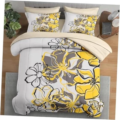  Comforter Set Size, Flower Painting Tree 7 Pcs Bedding for Full Yellow Flower - Image 1 of 4