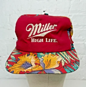 Vintage Miller High Life Hat Cap Snap Back Floral Trucker Beer Party USA - Picture 1 of 6