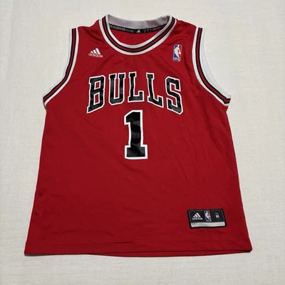 Camiseta deportiva de baloncesto para niños Adidas Chicago Bulls Derrick Rose roja negra juvenil mediana Foto 1 de 4