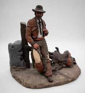 Daniel Monfort scultura originale 1978 IL VAQUERO Western cowboy sella recinzione - Foto 1 di 5