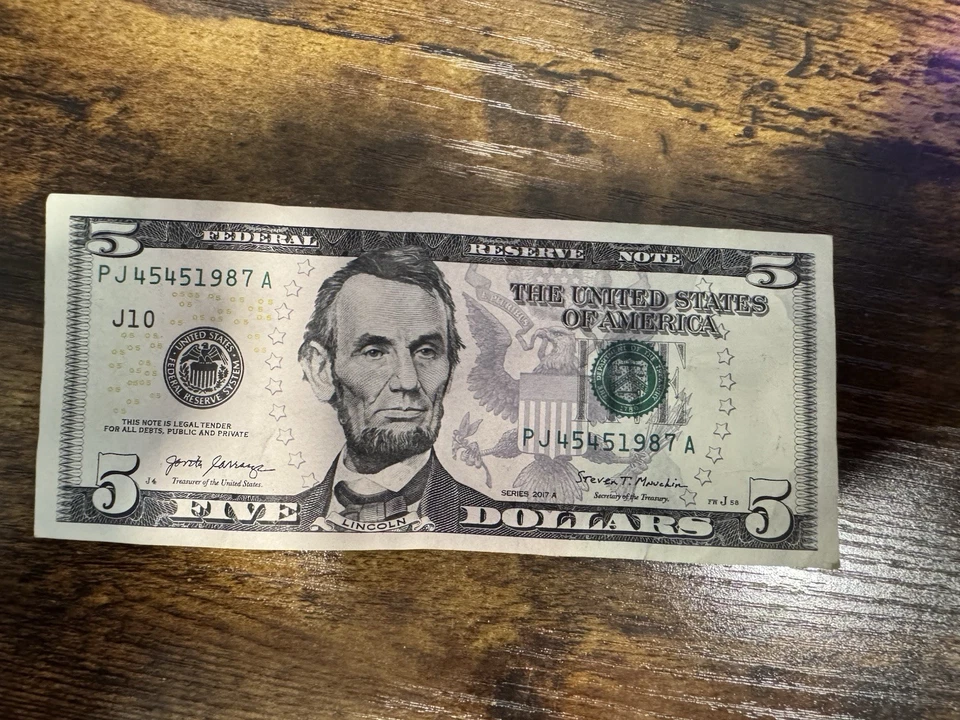 Fancy Serial Numbers 5 Dollar Bill Birthday 🎂 Anniversary Note April 5th 1987 - Image 1 of 2