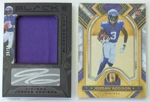 2023 PANINI BLACK JORDAN ADDISON ROOKIE PATCH AUTO RPA /50 + Gold Standard /49 - Picture 1 of 4