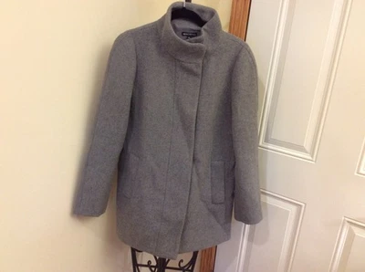 Abrigo J Crew Mercantile Mujer 6 Gris Mezcla Lana Cuello Embudo Chaqueta Estilo J6140 Foto 1 de 4