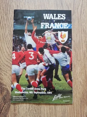 Wales v France Sept 1991 Rugby Programme - Image 1 of 2