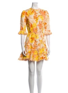 Zimmermann Primrose Flutter Floral Print Linen Blend Dress Mini Size 2 - Picture 1 of 11