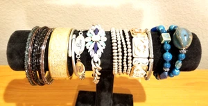 **Lot Variety Bracelets Gold Silver Cuff Clamper Bangles Ceramic Rhinestones** - Picture 1 of 4