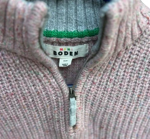 Suéter Mini Boden Niño 5-6 Rosa 1/4 Cremallera Grueso Tejido Mezcla Lana San Valentín - Imagen 1 de 7