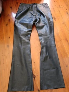 Julio Valdes Leather Sydney Design  Pants Black Sz M Couture EUC - Picture 1 of 5