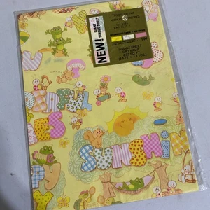 BABY SHOWER VINTAGE gift wrap wrapping paper ANIMALS SUNSHINE NWT Forget Me Not - Picture 1 of 3