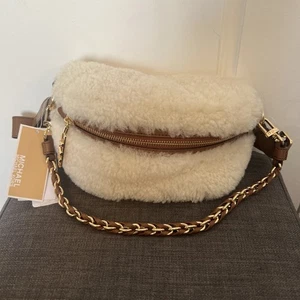 MICHAEL KORS Slater Shearling Small Sling Pack Chain Messenger $328 - Picture 1 of 10