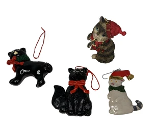 Konvolut 4 Vintage Katzen Ornamente Vintage Enesco und andere zufällig gebraucht - Bild 1 von 12