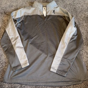 Browning Porter Pullover Men 2XL Gray 1/4 Zip Fleece Long Sleeve Hunting Outdoor - Picture 1 of 7