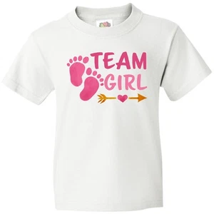 Inktastic Team Girl Pink Footprints And Arrow Youth T-Shirt Party Announcement - Picture 1 of 6