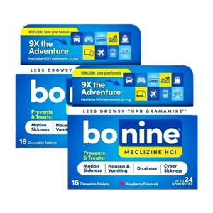 ✨ Bonine Motion Sickness Relief Raspberry Non-Drowsy Fresh 16ct (2er Pack). - Bild 1 von 1