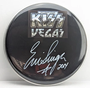 KISS Eric Singer 2014 Autographed 12inch 30.5cm Drum Skin KISS Rocks Vegas - Picture 1 of 6