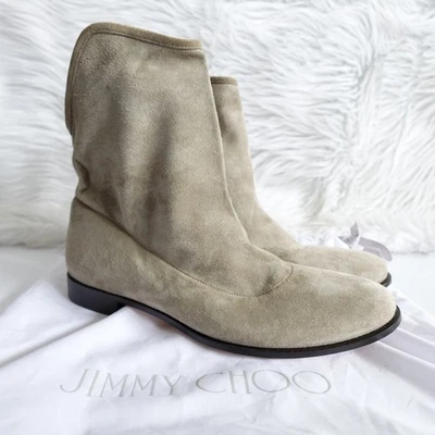 Jimmy Choo Taupe Gamuza Gris Beige Country Western Vaqueros Botines Talla 39.5 Foto 1 de 4