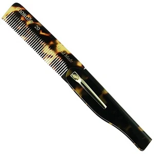Pettine tascabile pieghevole a denti fini fatto a mano 6,5" con clip - Foto 1 di 12