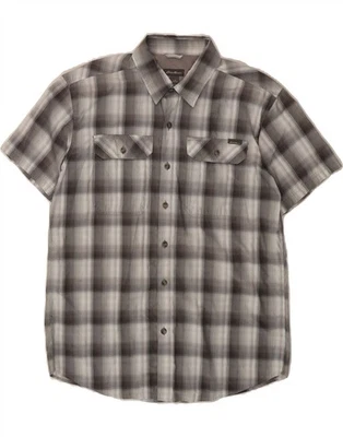 EDDIE BAUER Mens Short Sleeve Shirt Large Grey Check Cotton CY07 - Image 1 of 3