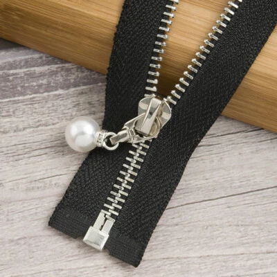 1Pc 5# Metal Zipper Open End Copper Teeth Zip Pearl Sliders for Sewing Garment - Image 1 of 3