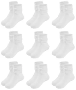Girls Slouch Socks Toddler Scrunch Long Sock for Kids 9 Pairs 3-5T White - Picture 1 of 6