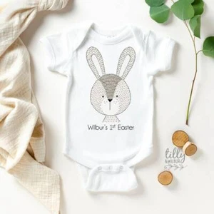 Personalised 1st Easter Baby Bodysuit, First Baby Bodysuit, Newborn Bunny Rabbit - Bild 1 von 5