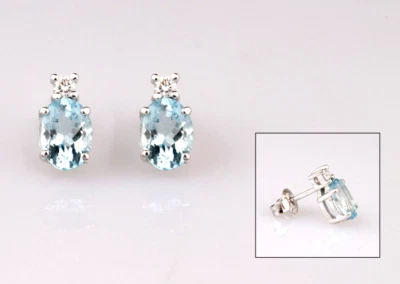 Ohrringe aus Gold Weiß 18 CT 750 Aquamarin und Diamanten (1473) - Bild 1 von 2