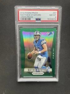 2012 PANINI PRIZM GREEN PRIZM #67 MATTHEW STAFFORD PSA 8 - Picture 1 of 2