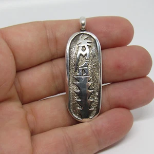 Viola Eriacho Zuni Sterling Silver Kokopelli Pendant - 2 inch - Picture 1 of 5