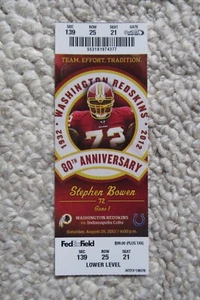 WASHINGTON REDSKINS VS INDIANAPOLIS COLTS 8/25/2012 ~ PRESEASON - Picture 1 of 1