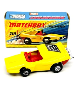 Matchbox Lesney Superfast 58 Woosh-n-Push en amarillo, etiqueta "2", ¡sin usar, en caja! - Imagen 1 de 5