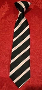 Boy's Youth Clip On Tie Blue Pink White Stripes Polyester Machine Washable - Picture 1 of 8