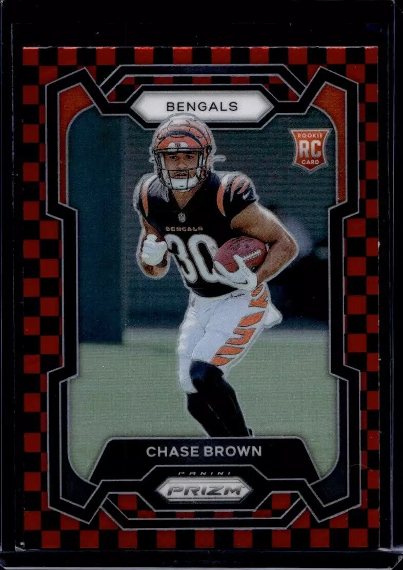 2023 Panini Prizm Football Chase Brown #318 RC Rookie Red & Black Checkerboard