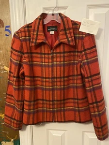 Chaqueta Blazer Mohair de Colección Requisitos a Cuadros Lana Cepillada Roja Talla 14 S M - Imagen 1 de 6