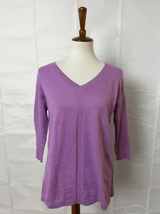 Suéter Talbots púrpura para mujer de algodón con cuello en V talla pequeña pequeña nuevo con etiquetas - Imagen 1 de 8