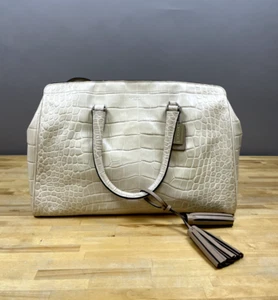 Coach geprägte Croc große Lowell Schulranzen Handtasche silber/leichter Sand F25328 NEU - Bild 1 von 12